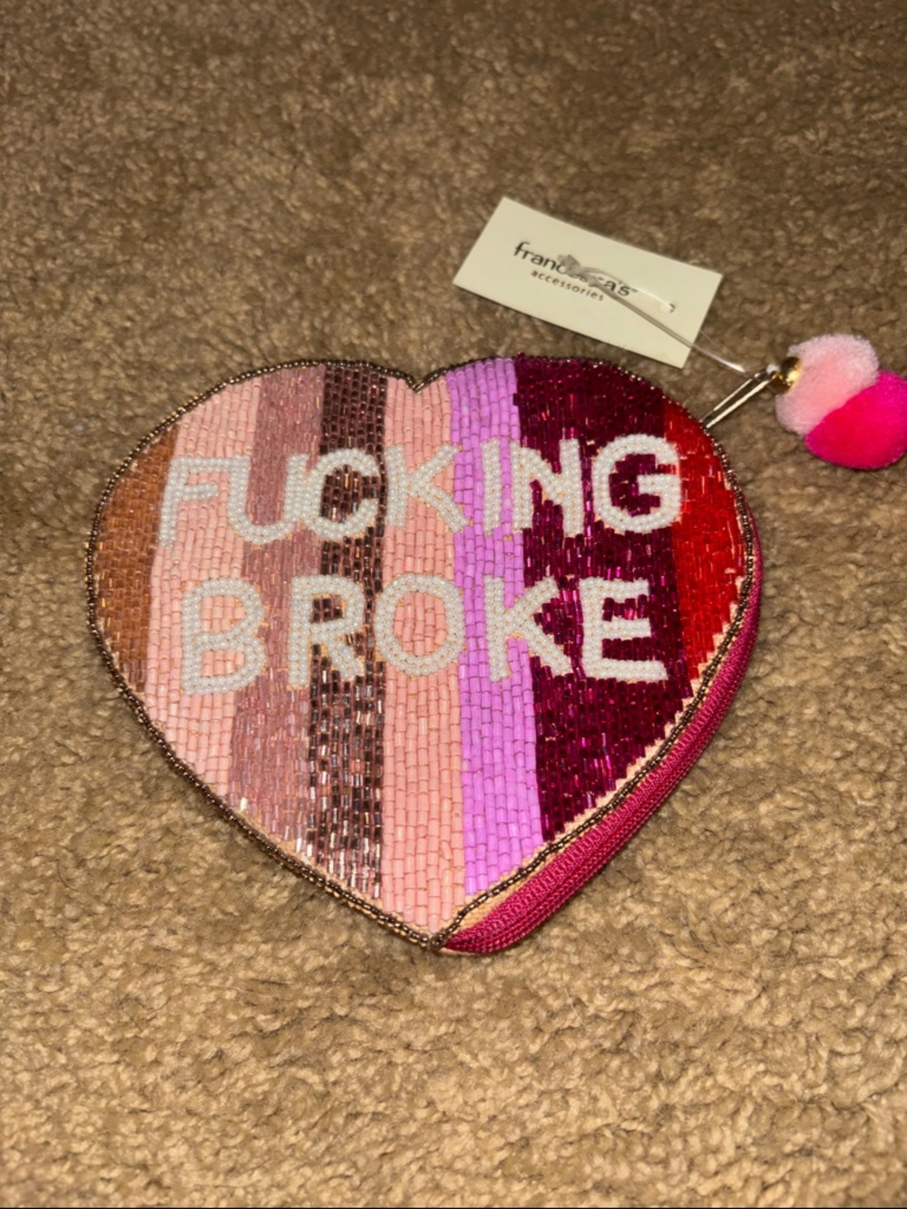 Francesca's Collections Heart Sequin Coin Purse - Pink, Red, Burgundy